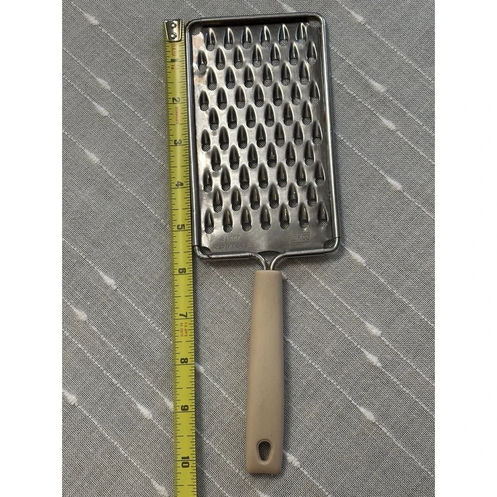 Ekco VTG Stainless Steel Hand Held Veggie Cheese Grater Zester Almond Handle 10